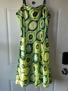 Baby Phat Lime Green and Black Retro Floral Midi Dress 32 in Long